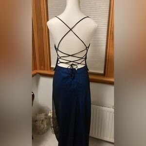 Navy Blue Strappy Back Evening Dress Y2K and vintage!